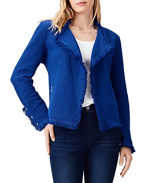 Nic + Zoe Nic+zoe Fringe Mix Knit Jacket In Mazarine