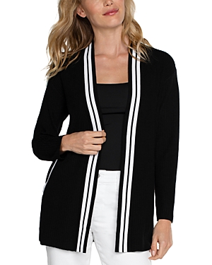 Shop Liverpool Los Angeles Open Front Cardigan In Black/ White