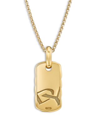 David Yurman 18K Yellow Gold Sculptured Cable Rectangular Dog Tag