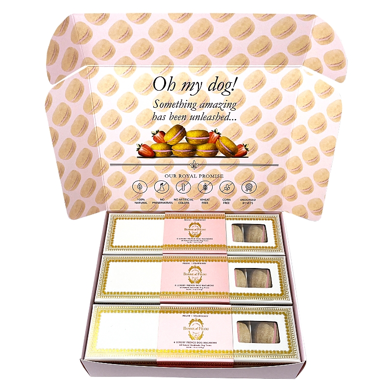 Bonne et Filou Strawberry Gift Pack of Dog Macarons, 18 Count