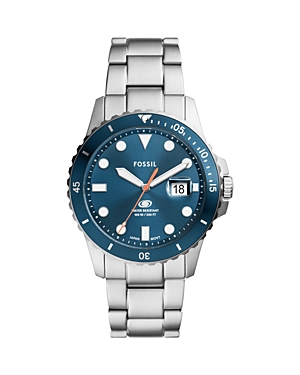 Shop Fossil Blue Dive Watch, 42mm In Blue/silver