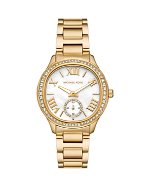 Shop Michael Kors Sage Watch, 38mm In White/gold