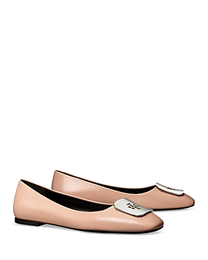 Tory Burch Georgia Leather Ballerina Shoes In Pink Brick