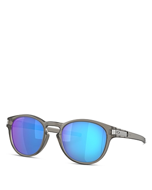 Shop Oakley Latch Oval Sunglasses, 53mm In Gray/blue Polarized Solid