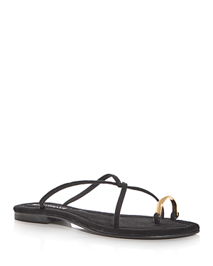 Shop Jeffrey Campbell Women's Pacifico Toe Ring Slide Sandals In Black Suede Gold