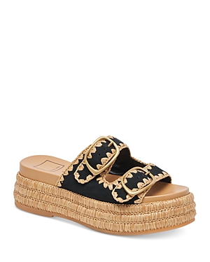 Dolce Vita Wanika Jute Platform Slide Sandal In Onyx Nubuck