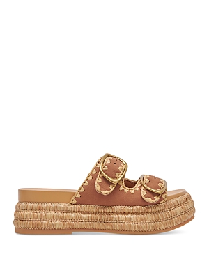 Dolce Vita Wanika Jute Platform Slide Sandal In Brown Nubuck
