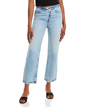 Shop Frame Le Jane High Rise Angled Waist Ankle Jeans In Rhode