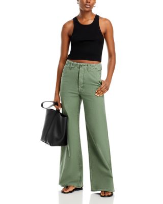 デニム・ジーパン Mother The Major Sneak Fray Jeans In Green Cotton Mother The Major Sneak Fray Jeans In Green Cotton | THE LIST