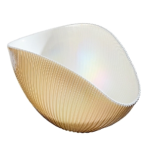 Global Views Pleated Bowl Camel/ivory, Small
