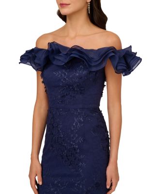 Adrianna Papell Ruffled Embroidered Mermaid Gown | Bloomingdale's Women