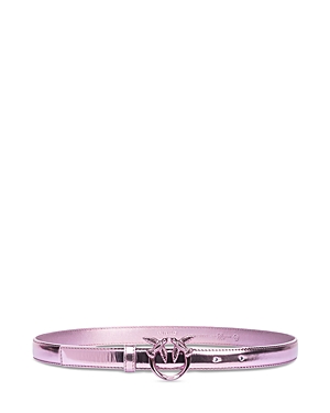 Shop Pinko Women's Love Berry H2 Mirror Leather Belt In Metallic Purple