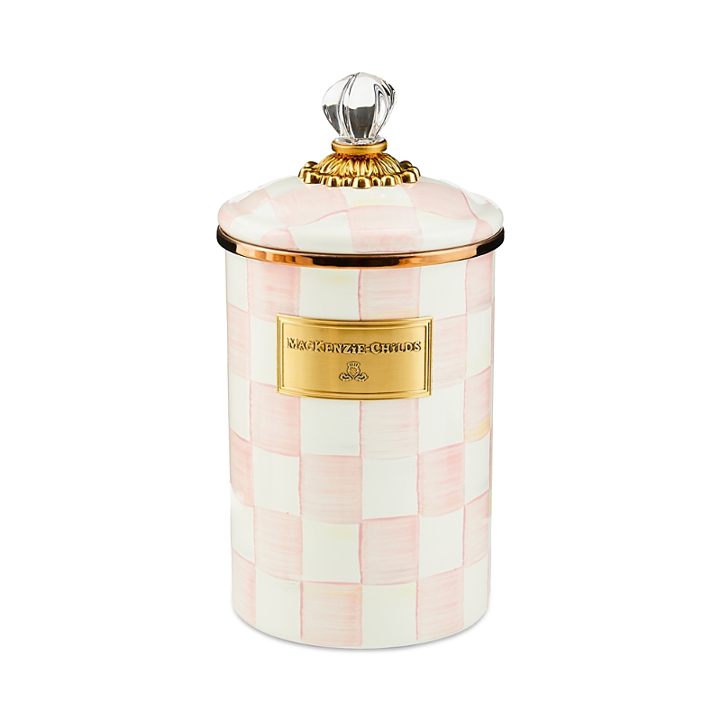 Mackenzie-childs Mackenzie Childs Rosy Check Enameled Steel Large Canister In Multi