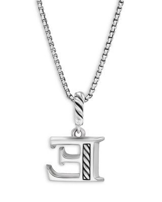 Pav&eacute; Initial Pendant Necklace in Sterling Silver with Diamond, 16"