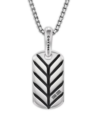 Men's Chevron Tag in Sterling Silver, 21mm