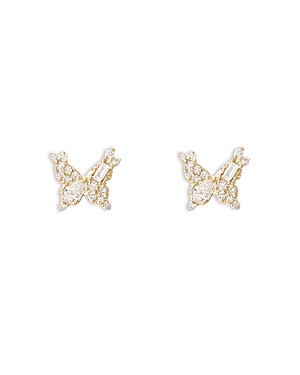 Adina Reyter 14k Yellow Gold Diamond Multi Cut Butterfly Stud Earrings