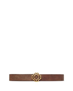 Shop Maje Women's Clover Distressed Leather Belt In Brown