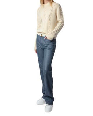 Morley Merino Wool Cable Knit Sweater