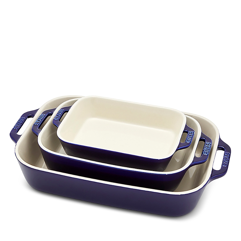STAUB 3 PC RECTANGULAR STONEWARE BAKERS SET
