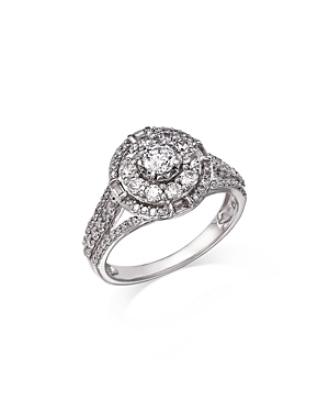 Shop Bloomingdale's Diamond Round & Baguette Halo Ring In 14k White Gold, 1.0 Ct. T.w.