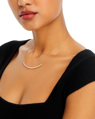 Diamond Graduated Bar Necklace in 14K Yellow Gold, 1.0 tcw