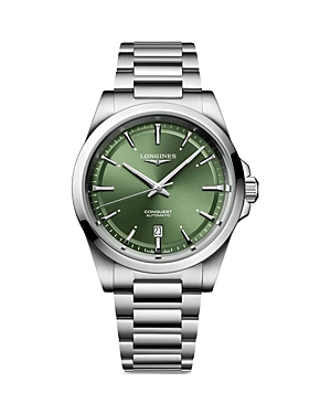 Shop Longines Conquest Watch, 41mm In Green/silver