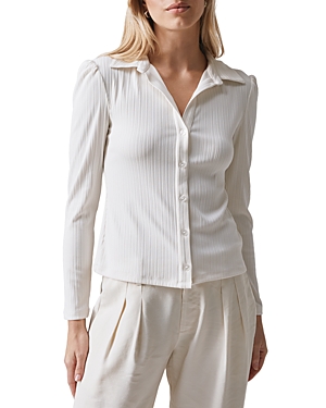 Shop Sanctuary Candy Ribbed Knit Shirt In Chalk