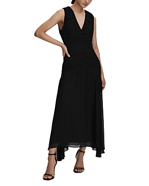 Shop Reiss Saffy Ruched Maxi Dress In Black