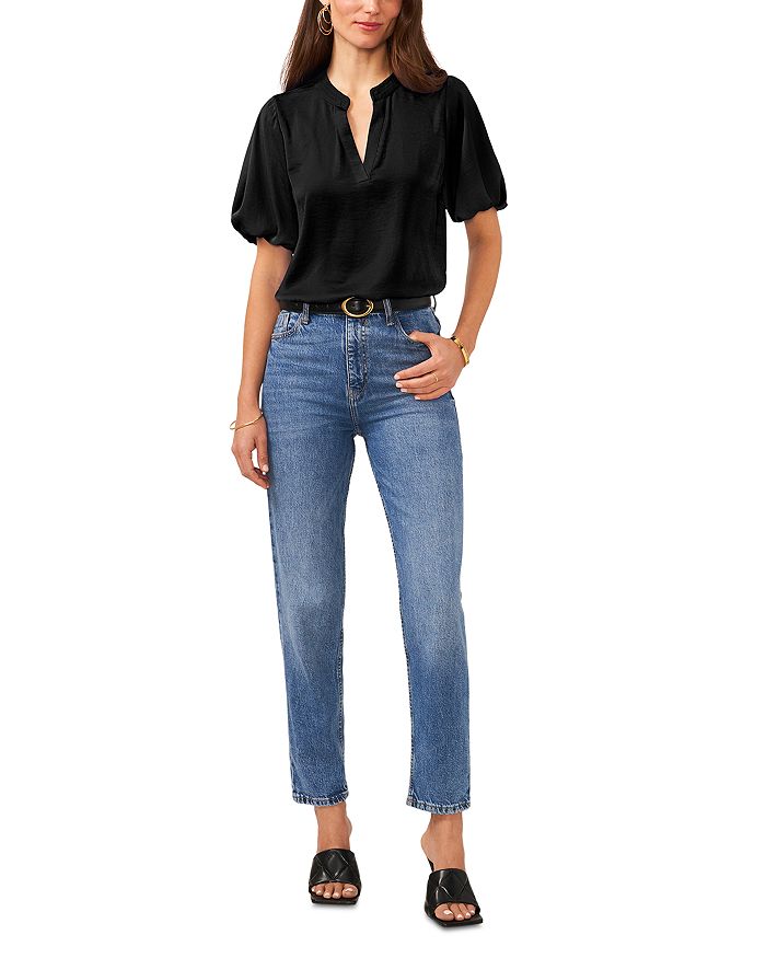 Shop Vince Camuto Quarter Puff Sleeve Top In Rich Black