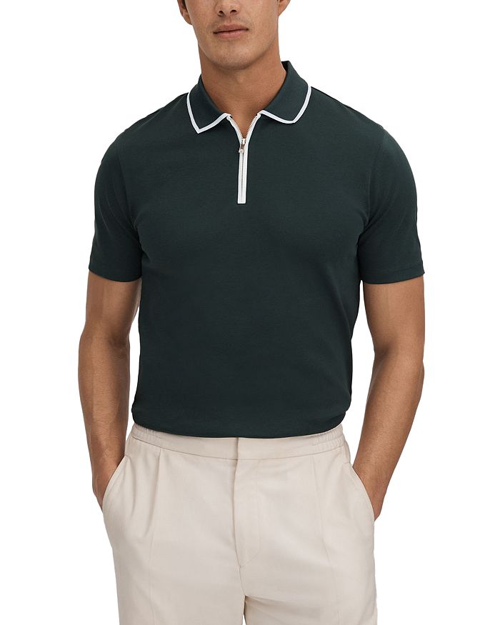 REISS Cannes Slim Fit Zipper Polo Shirt Bloomingdale's