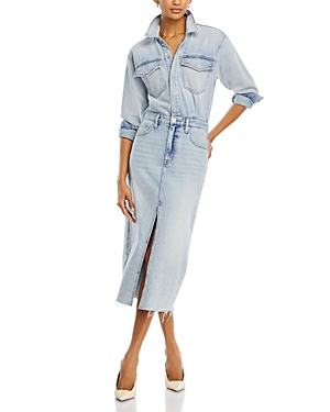 Pistola Amira Long Sleeve Denim Midi Dress In Riviera