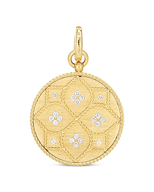 Roberto Coin 18K Yellow Gold Venetian Princess Medallion White Diamond Pendant Necklace, 0.25 ct. t.