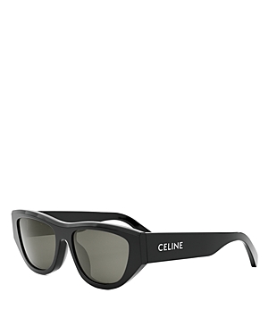 Shop Celine Monochroms Cat Eye Sunglasses, 55mm In Black/gray Solid