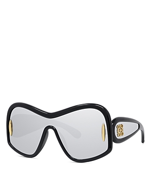 Shop Loewe Anagram Fashion Mirrored Mask Sunglasses In Black/gray Mirrored Solid