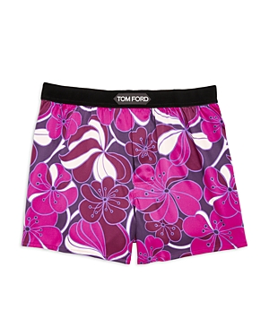 Tom Ford Floral Silk Boxers In Rosa Brill