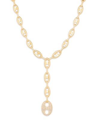 Bloomingdale's Fine Collection - Diamond Pav&eacute; Mariner Link Lariat Necklace in 14K Yellow Gold, 0.50 tcw