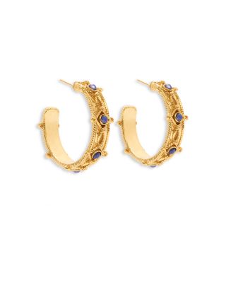 Victoria Labradorite Hoop Earrings in 18K Gold Plated 