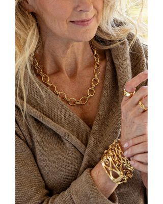 Cleopatra Regal Link Necklace in 18K Gold Plated, 16"