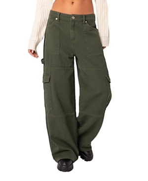 Edikted Ember Denim Cargo Pants In Olive