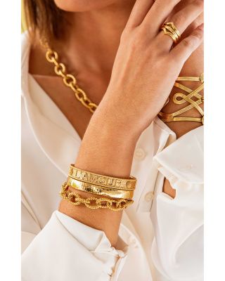 L'Amour Toujour Hinged Bangle Bracelet in 18K Gold Plated