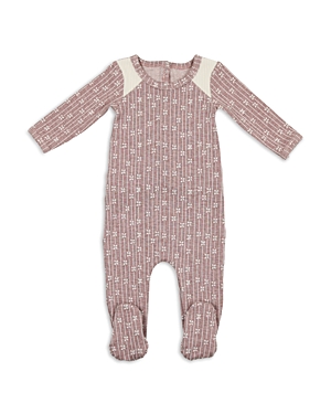 Maniere Manière Floral Stripe Cotton Blend Footie In Mauve