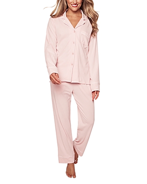 Shop Petite Plume Luxe Pima Long Pajama Set In Pink