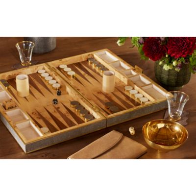 Faux Shagreen Backgammon Set