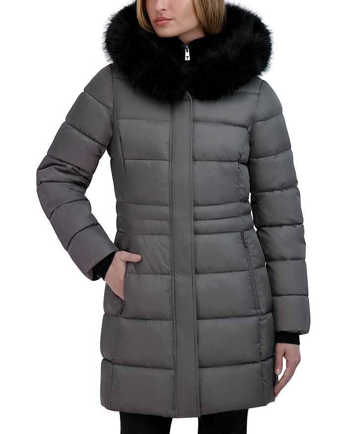 Tahari Dana Hooded Faux Fur Trim Puffer Coat | Bloomingdale's