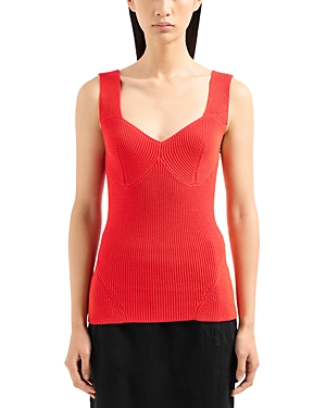 Emporio Armani Sleeveless Knit Top In Solid Light