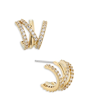 Shop Nadri Twilight Pave Cage Hoop Earrings In 18k Gold Plated