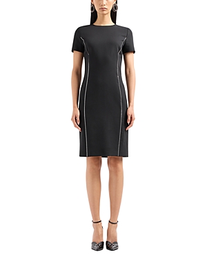 Shop Emporio Armani Cady Tech Fabric Dress In Solid Black