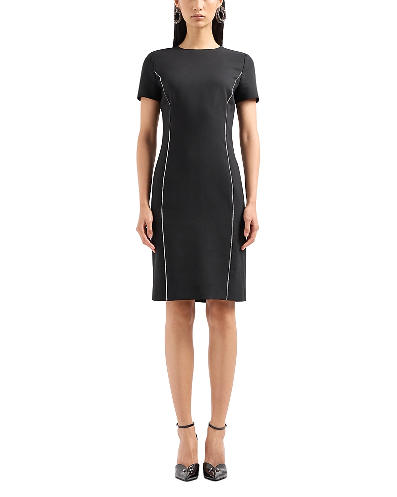 Shop Emporio Armani Cady Tech Fabric Dress In Solid Black