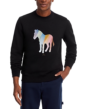 Shop Ps By Paul Smith Rainbow Zebra Graphic Crewneck Sweatshirt In Black