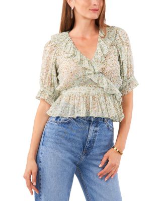 1.STATE - Ruffle Faux Wrap Crop Top